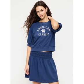 Old Navy Short-Sleeve Cropped Raglan Sweatshirt - Pacific Blue in Saudi Arabia