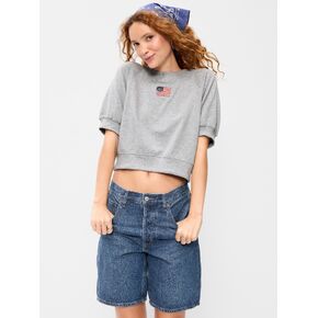 Old Navy Short-Sleeve Cropped Raglan Sweatshirt - Heather Gray in Saudi Arabia