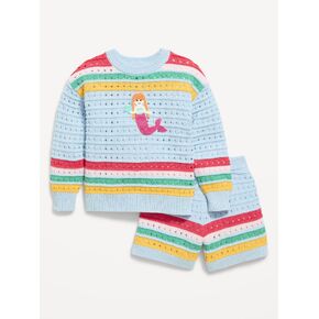 طقم سترة وسروال قصير من Old Navy للفتيات الصغيرات - متعدد الخطوط in Kuwait