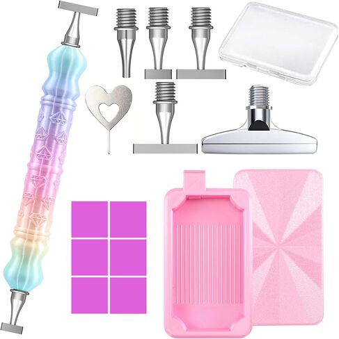 Diamond Art Pen, Include 1,3,6,9, Screw Threaded Steel Nibs and Diamond Painting Trays with Lids, Diamond Art Accessories and Tools for 5D Diamond Painting Beads, Drill Bead Dot Pen Kit (Blue Purple) in Saudi Arabia