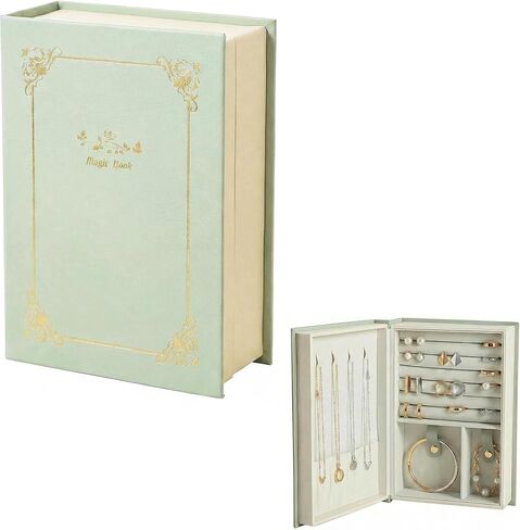 Travel Jewelry Organizer Book, PU Leather Jewelry Storage Box for Dresser Drawers, Jewelry Gift Case Holder Tray for Girls Women(White) in Saudi Arabia
