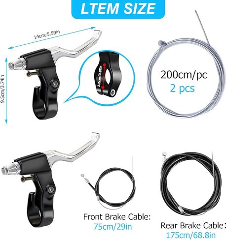 Complete Bike Brakes Set, Universal Front and Rear Bike Brake, V-Type Bicycle Brake Set, Inner and Outer Callipers Cables Lever Kit with Multi-Tool Wrenches for Most Bicycle(Black) in Saudi Arabia