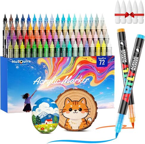 240 Colors Acrylic Piant Markers Brush Tip, Automatic Ink Control Acrylic Paint Pens, Waterproof Acrylic Markers Set for Rock, Wood, Glass, Fabric, DIY & Art Craft Supplies in Saudi Arabia