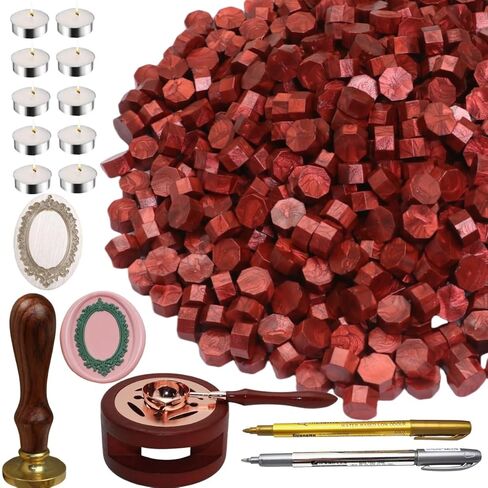 Sealing Wax Beads Kit, Atopbb 300pcs Mixed Purple Color Wax Seal Beads, 1pcs Wooden WaxSeal Warmer, 1pcs Melted Spoon and 10pcs Tea Candles for WaxSealing Stamp Kit (300, Purple) in Saudi Arabia