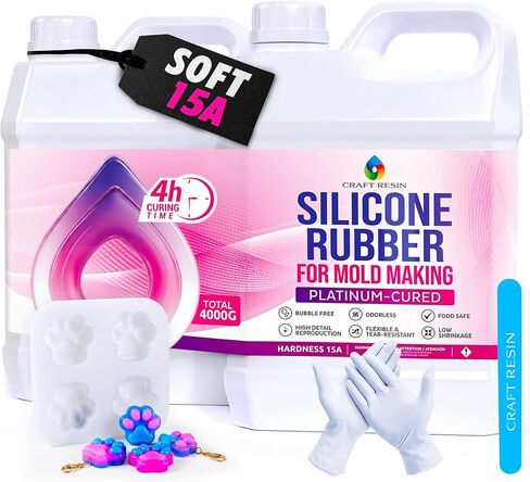 CRAFT RESIN 2.2 lbs Silicone Mold Making Kit – Shore 15A Hardness, Clear Liquid Silicone Rubber for Resin Casting, Soap & Candle Molding - Non-Toxic & Highly Flexible, 1:1 Mix Ratio Silicon in Saudi Arabia