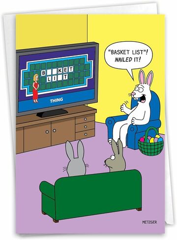 NobleWorks - 1 Funny Easter Card with Envelope - Humor Notecard for Easter (1 Card) - Bunny Selfies C2750EAG in Saudi Arabia