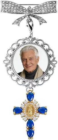 Wedding Bouquet Photo Charms, Something Blue Gift For Bride, Memorial Gift for Deceased Family Members, DIY Photo Bridal Pin Charm, for Bride Gifts and Wedding Gifts in Saudi Arabia