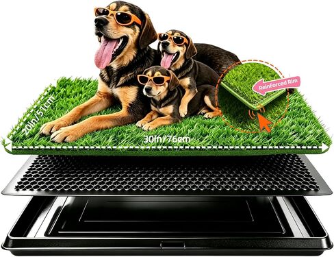 Dog Grass Pad with Tray, 34''X23'' Large Artificial Turf Potty, Reusable Puppy Pee Pads for Dogs, Portable Dog Litter Box for Indoor/Outdoor Potty Training Toilet in Saudi Arabia