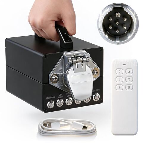 Professional Trailer Light Tester, Wireless Remote One-Person Operation, Built-in 12V 10Ah Rechargeable Battery, IP68 Waterproof All-Metal Housing, Compatible with 7-Way Round Pin Connector in Saudi Arabia