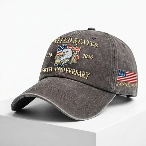 NAZENTI 250 Anniversary USA Cap, Personalized Patriotic Embroidered Baseball Cap with Name, Gifts for Men & Women in Saudi Arabia