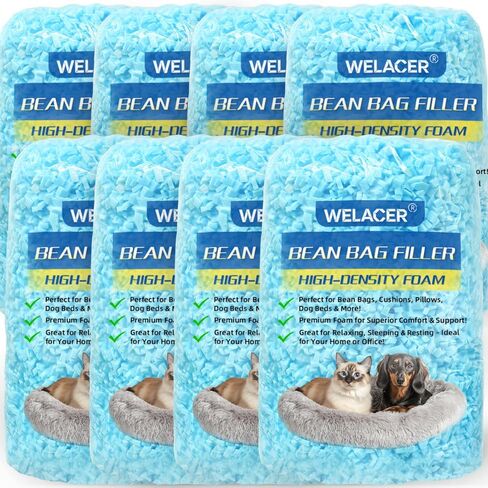 Welacer Shredded Memory Foam Filling 15lbs for Bean Bag Filler, Pillow Stuffing Cushion Arts Crafts Refill, Added Gel Particles, Premium Soft and Great for Stuffing, Shape(Blue) in Saudi Arabia