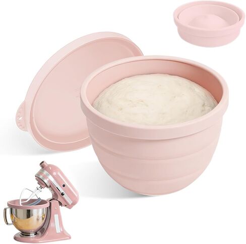 بطانات سيليكون قابلة للطي لخلاط حامل برأس مائل 5 قطع من KitchenAid (فقط)، عديم الرائحة، أكثر سمكًا، مقاوم للبرودة/الحرارة وغير لاصق، سهل التنظيف، مجموعة من 2 مع أغطية، غطاء وعاء مقاوم للرذاذ in Kuwait