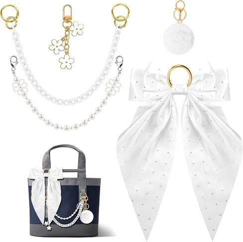 مجموعة من 5 قطع من إكسسوارات حقائب اليد YETI Camino 20/35/50 Carryall & Bogg Beach Tote Bag Decor Kit، فيونكة، كرة قطيفة، حلية زهور، كوبا وسلسلة زخرفية للفتيات والنساء in Kuwait