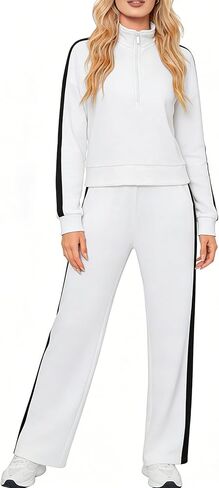 Yiershu Lounge Sets for Women 2025 Sweatsuits 2 Piece Outfit Tracksuit Matching Set Wide Leg Sweatpant in Saudi Arabia