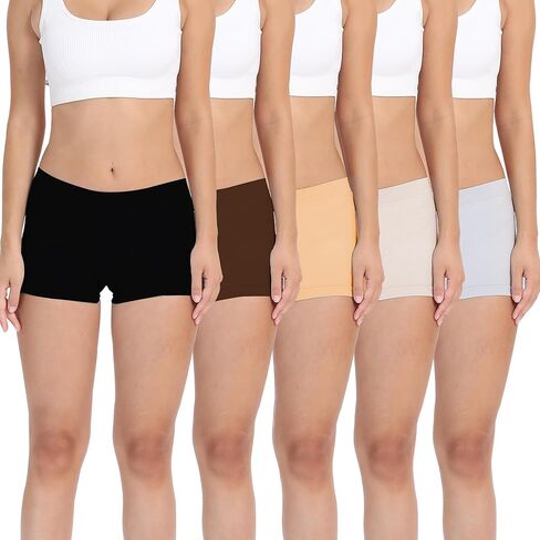 LALESTE Womens Seamless Underwear Boyshort Ladies Panties Spandex Panty Workout Boxer briefs 5-Pack in Kuwait