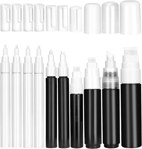22 Pack Refillable Paint Markers 0.5mm,0.7mm,1mm,2mm,3mm,5mm,6.5mm,7mm,8mm,10mm,11mm,15mm Clear & Opaque Empty Markers for Permanent Acrylic Paint, Glue, and Liquid Ink for Graffiti Art DIY in Saudi Arabia