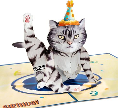 Funny Cat Birthday Pop Up Card, Happy Birthday 3D Popup Greeting Cards, Cat Theme Gifts for Wife, Husband, Lovers, Cat Fan, Cat Person, Girlfriend, 5x7 - Includes Envelope And Message Note in Saudi Arabia