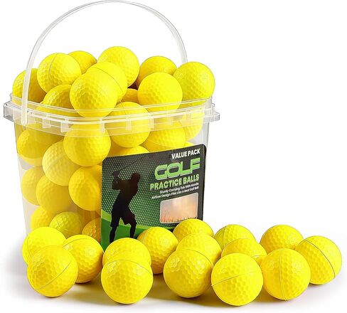 FINGER TEN Golf Practice Balls with Bucket Value 50 Pack, Soft Foam with Limited Flight for Safe Practice, Orange Yellow Pink Bright Colors for Indoor Outdoor Backyard Pool Use in Saudi Arabia