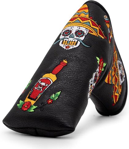 غطاء مضرب الجولف، غطاء رأس بإغلاق مغناطيسي على شكل جمجمة السكر، أغطية رأس من الجلد الفاخر لنادي الجولف يناسب مضرب الجولف DF3، غطاء رأس مضرب المطرقة in Kuwait