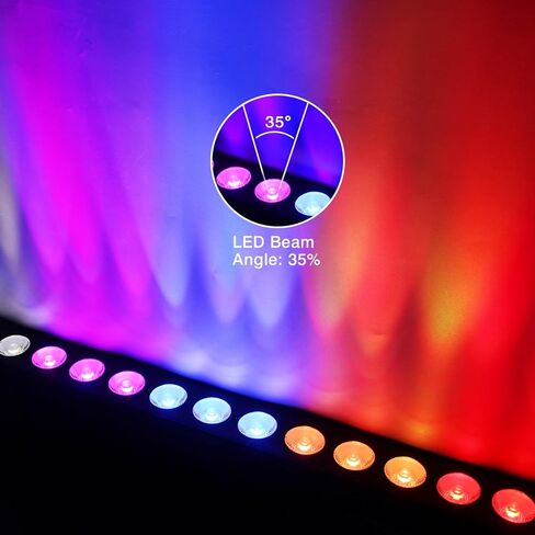شريط إضاءة LED لغسل المسرح: شرائط LED بكسل مزدوجة الصف محاطة بشعاع RGBW - تغيير لون RGBW 60W 4IN1 - تحكم DMX بواسطة DJ Party Planner - مصابيح علوية للأحداث وعروض موسيقى الزفاف - عبوتان in Kuwait