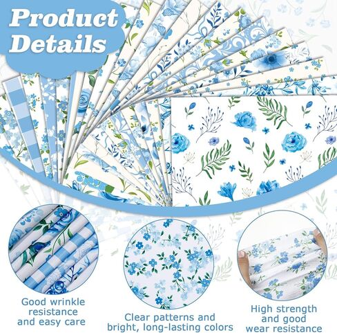 20 Pcs 20 x 20 Inch Fat Quarters Purple Fabric Bundles, Polyester Purple Floral Fabric Squares, Vintage Plaid Stripe Flower Sewing Fabrics for Quilt Patchwork Cushions DIY Craft Party Decor in Saudi Arabia