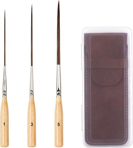 فرش تحديد طويلة، مجموعة فرش طلاء لتفاصيل شعر الأذن من 3 قطع، فرشاة تقليم لملء الزوايا، وضع العلامات، الخطوط العريضة، زيت الأكريليك بالألوان المائية in Kuwait