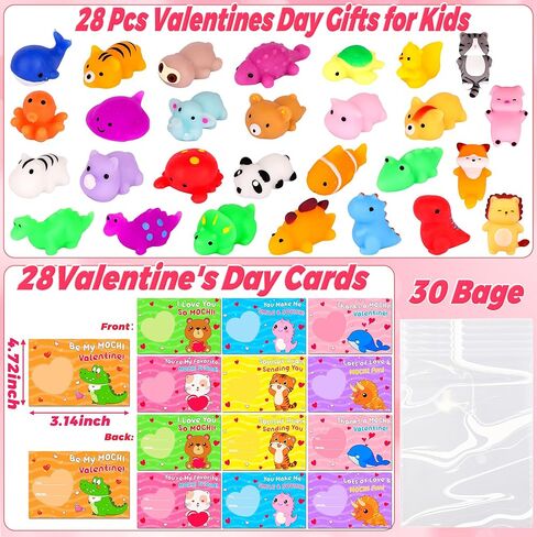 28 Pack Valentines Day Gifts for Kids Classroom, Valentines Cards with Valentines Sticky Man Toys School Exchange Gifts Heart Sticky Wall Climbing Men Stress Relief Toys Valentines Party Favors Prizes in Saudi Arabia