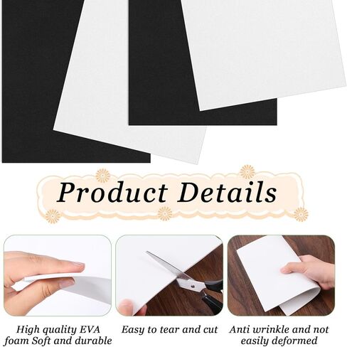 Yuanan 30 PCS Embroidery Foam, 3 mm 6×9 Inch Foam Paper High Density EVA Foams Sheet for 3D Embroidery Crafts, Hand Sewing, DIY, Hats, Bags, Jackets, Cosplay Costumes-Black in Saudi Arabia