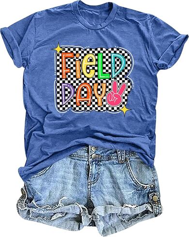 Field Day Shirts for Women: in My Field Day Era Teacher T-Shirt School Field Day Tee Tops Field Trip Short Sleeve in Saudi Arabia