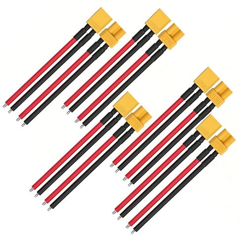 RioRand XT90 موصل ضفيرة ذكر وأنثى، سلك سيليكون 10AWG 100 مم لسيارة RC عالية الطاقة، بطارية ليبو RC، طائرة سباق FPV 5 قطع in Kuwait