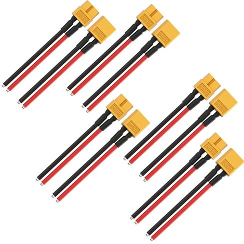 RioRand XT90 موصل ضفيرة ذكر وأنثى، سلك سيليكون 10AWG 100 مم لسيارة RC عالية الطاقة، بطارية ليبو RC، طائرة سباق FPV 5 قطع in Kuwait