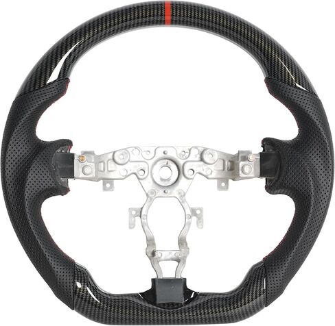 Real Carbon Fiber Steering Wheel for Nissan 370Z 2008-2022,Nappa Perforated Anti-Slip Perforated Leather Grip (White Positioning Line) in Saudi Arabia