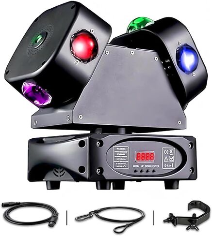 ضوء رأس متحرك، 120 واط RGBW 4in1 LED أضواء مسرح DJ، DMX 512 تحكم في أضواء DJ دوران لا نهائي مع صوت نشط لحفلات الزفاف DJ والمنزل المباشر in Kuwait