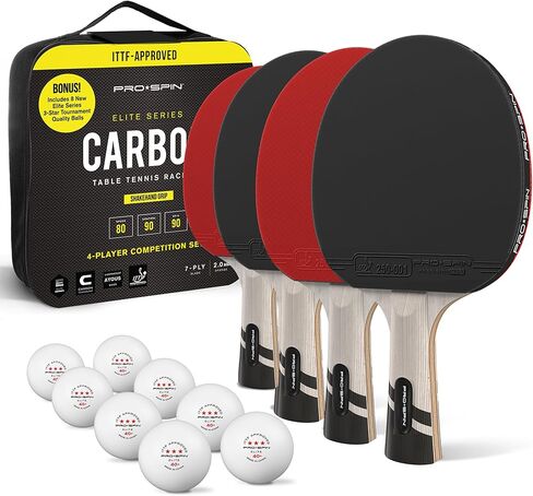 PRO-SPIN Ping Pong Paddles – ITTF Approved Professional Table Tennis Rackets with Carbon Fiber for Superior Control | 7-Ply Blade, Premium Rubber, 2.0mm Sponge in Saudi Arabia