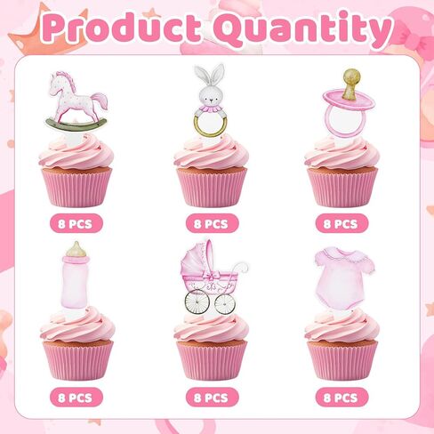48Pcs Baby Boy Cupcake Toppers, Blue Baby Shower Cake Decorations for Boy Gender Reveal Birthday Party Decorations in Saudi Arabia