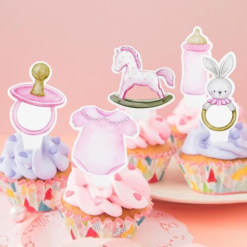 48Pcs Baby Boy Cupcake Toppers, Blue Baby Shower Cake Decorations for Boy Gender Reveal Birthday Party Decorations in Saudi Arabia