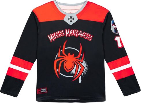 Marvel Spider-Man Womens Mesh Hockey Jersey Long Sleeve T-Shirt White/Purple/Blue Ghost Spider Small in Saudi Arabia