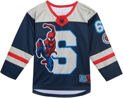 Marvel Spider-Man Womens Mesh Hockey Jersey Long Sleeve T-Shirt White/Purple/Blue Ghost Spider Small in Saudi Arabia