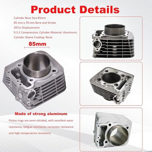 397cc 85mm Cylinder Piston Kit with Rings and Gaskets, Compatible with ATV TRX400EX XR400R TRX400X 1996-2014 in Saudi Arabia
