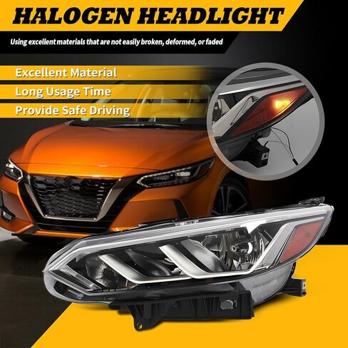 Passenger Side Halogen Headlight Compatible with Sentra S/SV 2020-2022 Headlamp 260106LB0A (Right) in Saudi Arabia