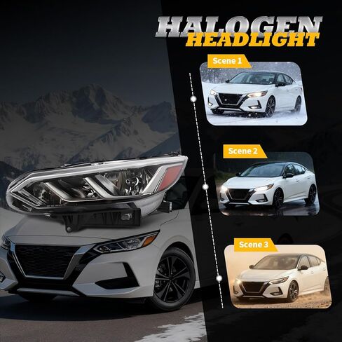 Passenger Side Halogen Headlight Compatible with Sentra S/SV 2020-2022 Headlamp 260106LB0A (Right) in Saudi Arabia