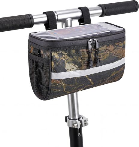 حقيبة مقود الدراجة المموهة - حامل هاتف بشاشة تعمل باللمس، إغلاق آمن - جراب بإطار أمامي للدراجات الجبلية/الطرق in Kuwait