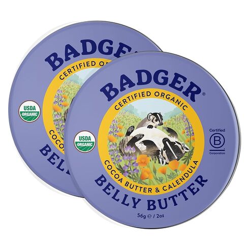Badger - Belly Butter, Cocoa Butter & Calendula, Certified Organic Belly Butter, Vitamin E Belly Butter, Coconut Oil Belly Butter, Pregnant Belly Butter for Stretched Skin, 2 oz in Saudi Arabia