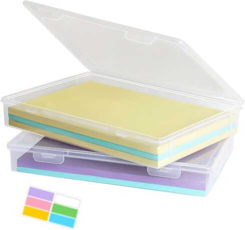 Paper Organizer Storage 4 Pack Plastic Clear A4 Paper Storage Multi-functional Storage Box with Latching Lids for Classroom Organization Office Carft Supplies Accessories Clear(12.6x9.06x1.97inch) in Saudi Arabia