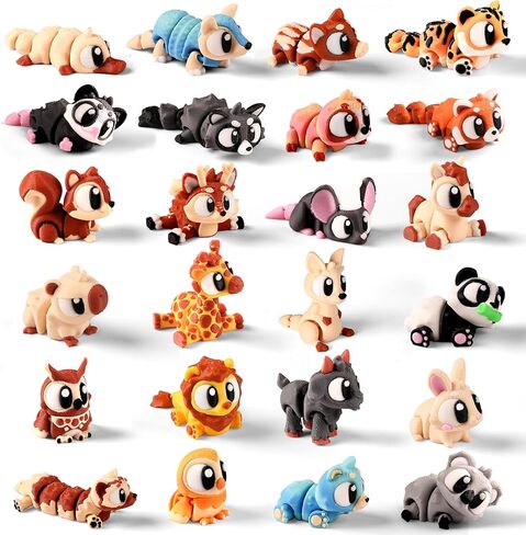 30 Pcs 3D Printed Ocean Animals Set, Mini Animals Valentines Day Gifts - Cute Articulated Flexible Figurines Fidget Toys for Party Favors Birthday Gifts Desk Pets Office Home Decor in Saudi Arabia