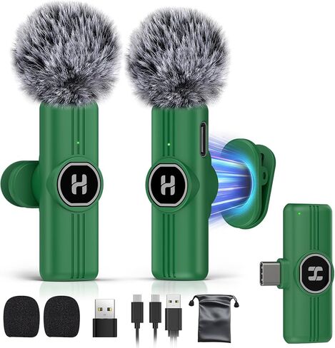 Mini Wireless Lavalier Microphone for iPhone, iPad, Android Phone - Noise Reduction Lapel USB C Bluetooth Mic for Recording, Clip on Omni Lav Mic for Video Recording, Tiktok, YouTube, Vlog in Saudi Arabia