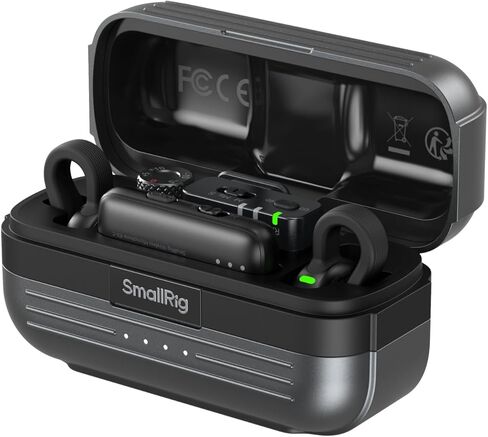 ميكروفون لاسلكي SMALLRIG S70-C2 (2 TX + 1 RX + حقيبة شحن)، ميكروفون لاسلكي صغير الحجم USB-C لهاتف Android/كاميرا الحركة، استخدام 48 ساعة، سجل تقليل الضوضاء لمدونة الفيديو (أسود) in Kuwait