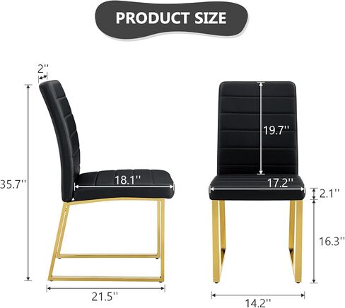 Modern Leather Dining Chairs, Set of 4 | Upholstered Padded Seats with Sturdy Metal Legs, Armless Kitchen & Dining Room Furniture for Home (White, Set of 4) in Saudi Arabia