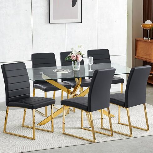 Modern Leather Dining Chairs, Set of 4 | Upholstered Padded Seats with Sturdy Metal Legs, Armless Kitchen & Dining Room Furniture for Home (White, Set of 4) in Saudi Arabia