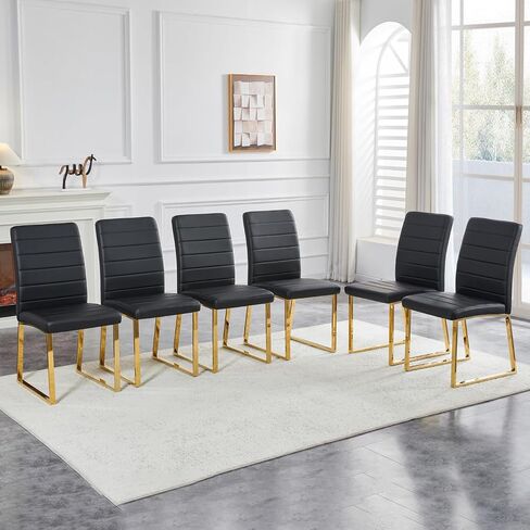 Modern Leather Dining Chairs, Set of 4 | Upholstered Padded Seats with Sturdy Metal Legs, Armless Kitchen & Dining Room Furniture for Home (White, Set of 4) in Saudi Arabia